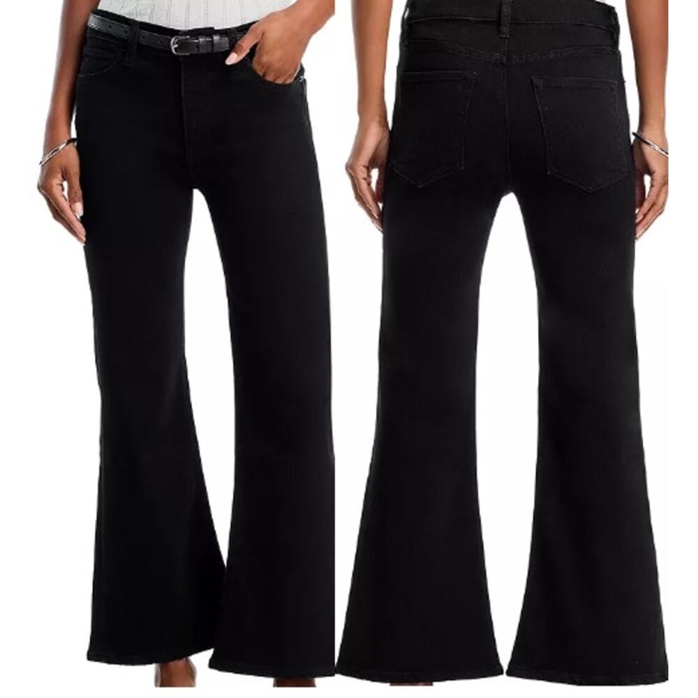 NEW Frame The Pixie Icon Mid Rise Ankle Jeans Flare Leg Black Womens Size 27